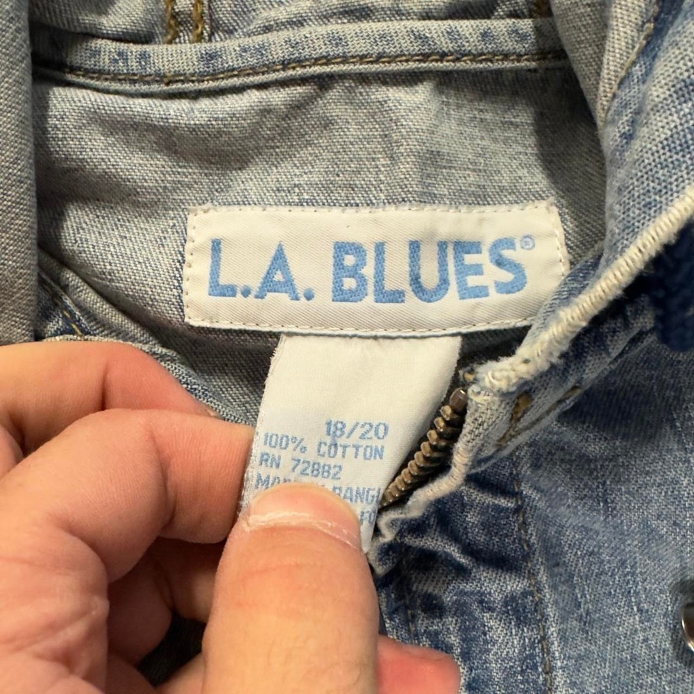 Vintage 90s L.A. Blues women's hooded denim chore jacket - Picture 2 of 6